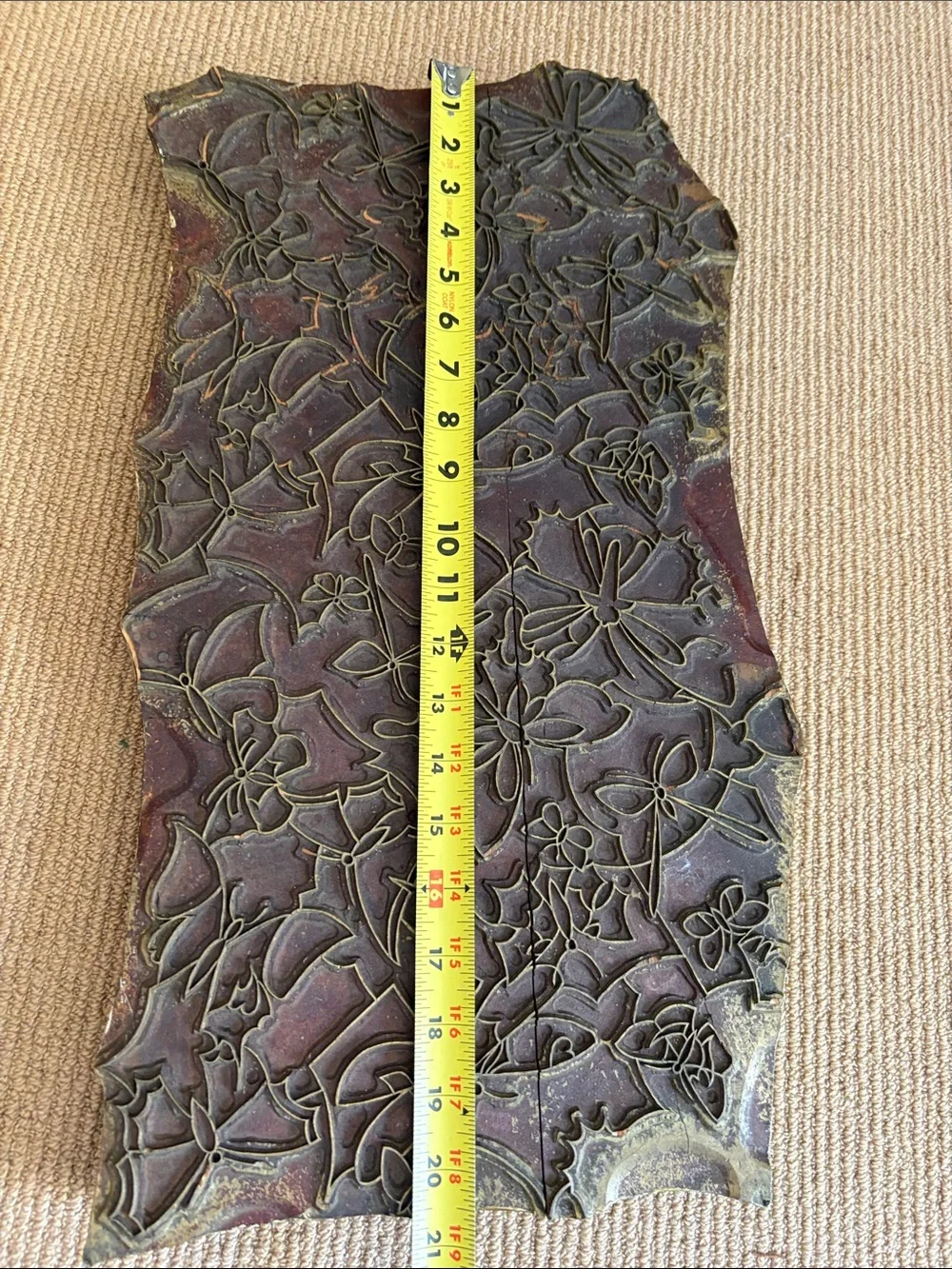 LARGE BLOCK STAMP- OLD made in France 🇫🇷 textiles - Picture 2 of 16